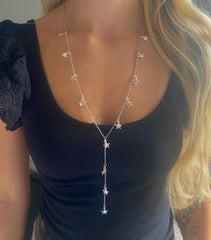 Long Silver Star Necklace